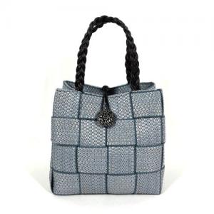 かごバッグ　三つ編みハンドル　シュガーペーパー(ブルー)