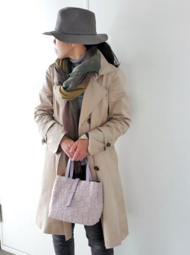 プラチナム Wool Felt Tote With Belt Wisteria